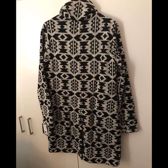 5/30% off - Black grey geometric long coat stylish amazing cool - Picture 2 of 4